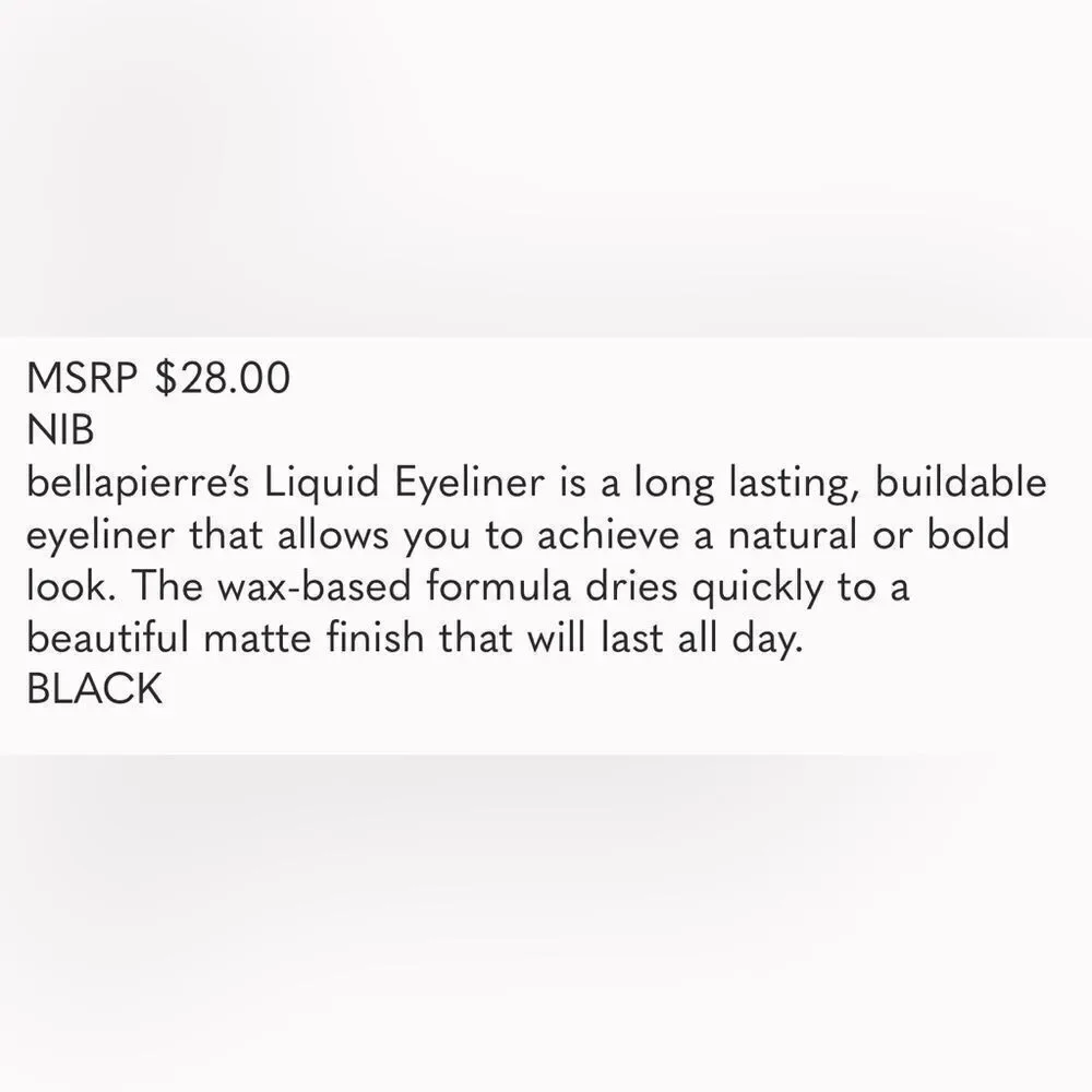 NEW IN BOX  *Bellapierre* Liquid Eyeliner BLACK